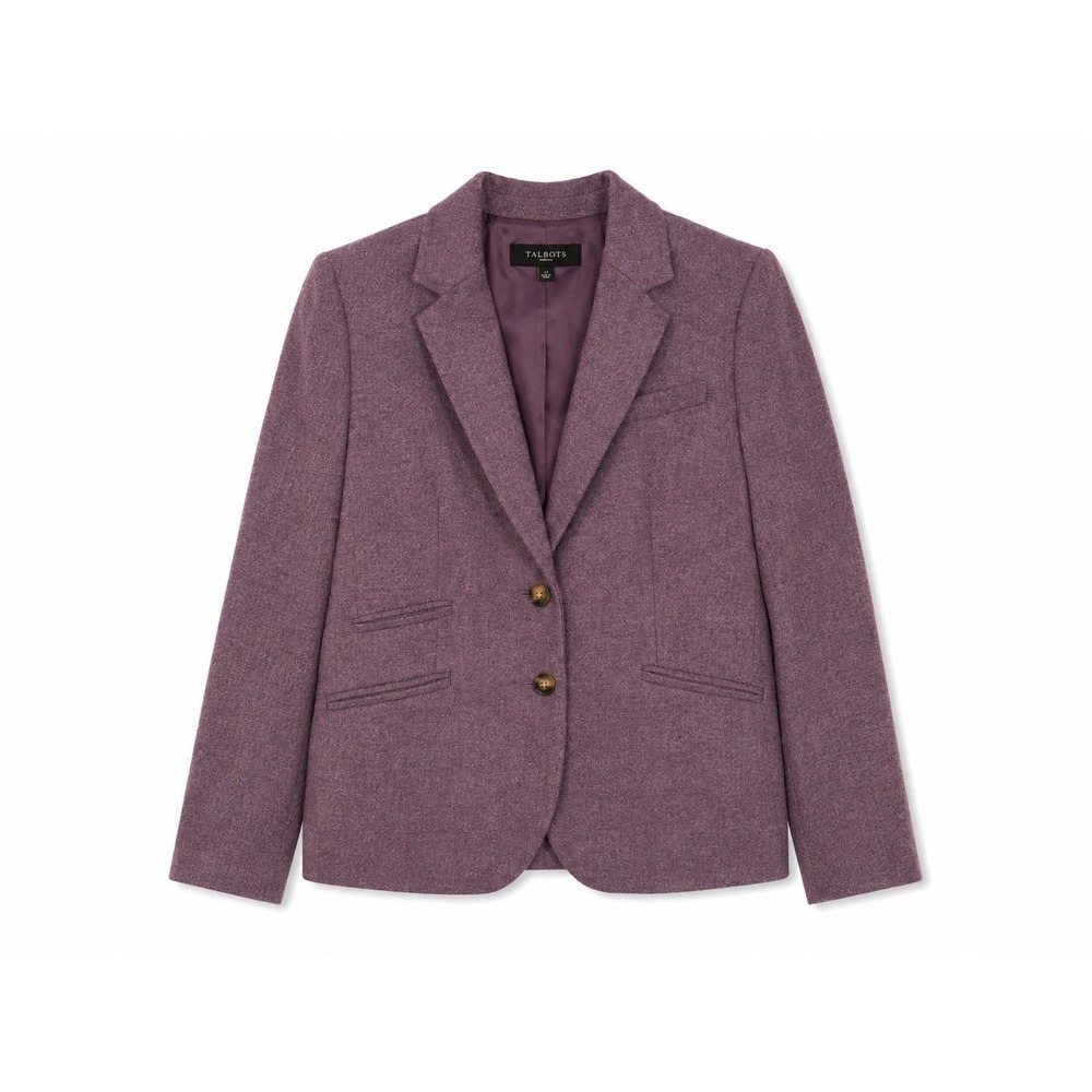 Talbots Petite Wool Blend Blazer Women's 12P Purple Heather Peplum Career Jacket